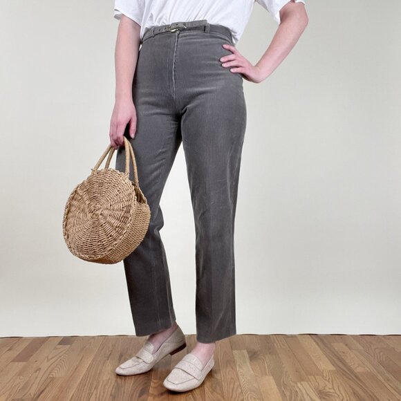 Vintage Corduroy High Rise Waisted Straight Trousers Fall Winter Pants 70s 80s - Picture 5 of 10